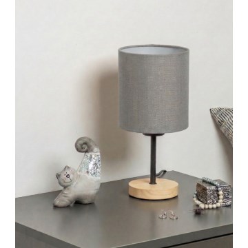 Brilagi - Stolna lampa NUBILA WOOD 1xE27/25W/230V hrast/crna/svijetlo siva