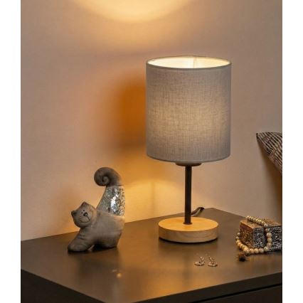 Brilagi - Stolna lampa NUBILA WOOD 1xE27/25W/230V hrast/crna/svijetlo siva