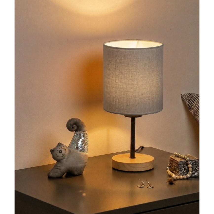 Brilagi - Stolna lampa NUBILA WOOD 1xE27/25W/230V hrast/crna/svijetlo siva