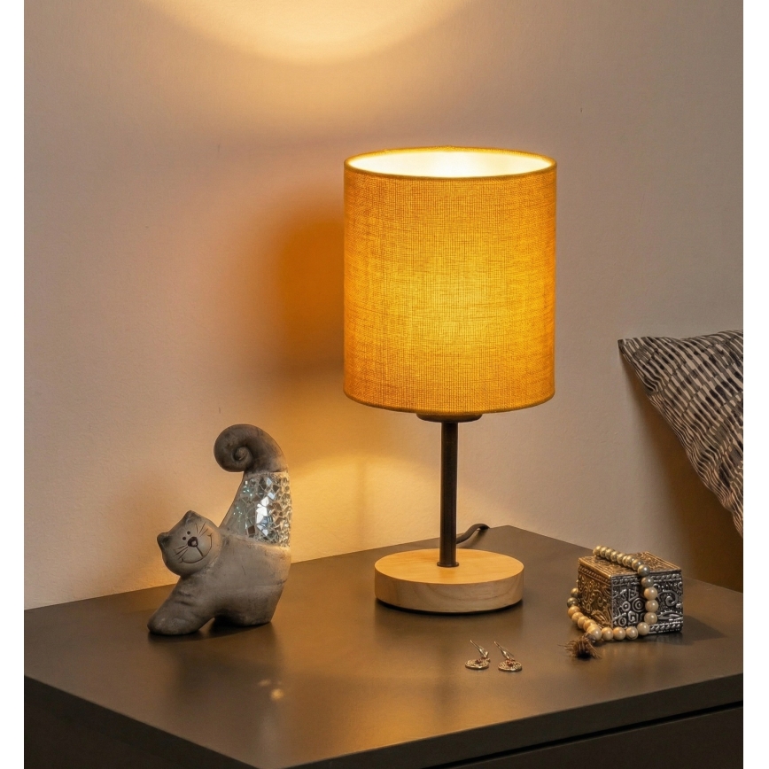 Brilagi - Stolna lampa NUBILA WOOD 1xE27/25W/230V hrast/crna/žuta