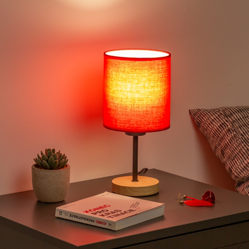 Brilagi - Stolna lampa NUBILA WOOD 1xE27/25W/230V hrast/crvena