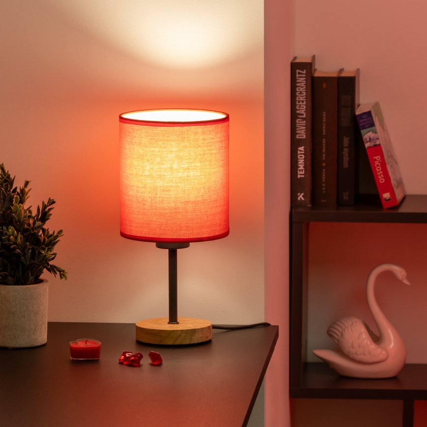 Brilagi - Stolna lampa NUBILA WOOD 1xE27/25W/230V hrast/crvena