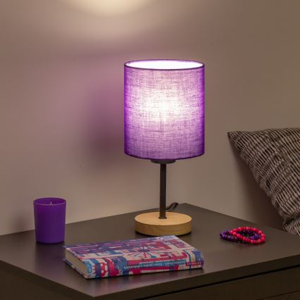 Brilagi - Stolna lampa NUBILA WOOD 1xE27/25W/230V hrast/ljubičasta