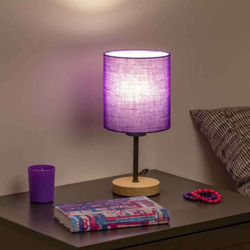 Brilagi - Stolna lampa NUBILA WOOD 1xE27/25W/230V hrast/ljubičasta
