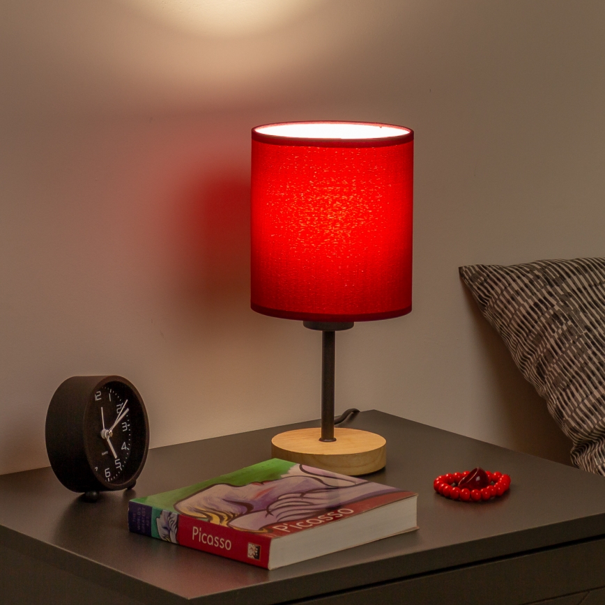 Brilagi - Stolna lampa NUBILA WOOD 1xE27/25W/230V hrast/pompejska crvena