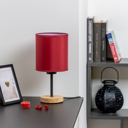 Brilagi - Stolna lampa NUBILA WOOD 1xE27/25W/230V hrast/pompejska crvena