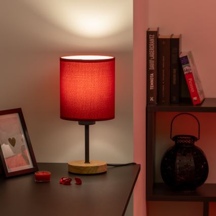 Brilagi - Stolna lampa NUBILA WOOD 1xE27/25W/230V hrast/pompejska crvena