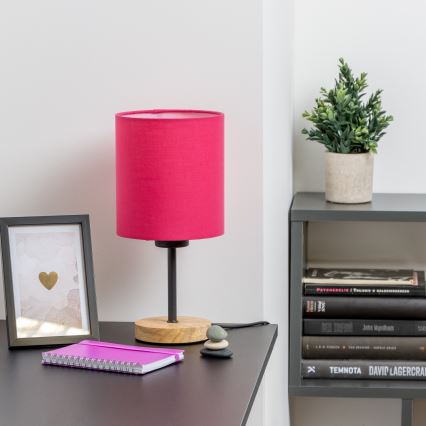 Brilagi - Stolna lampa NUBILA WOOD 1xE27/25W/230V hrast/ružičasta