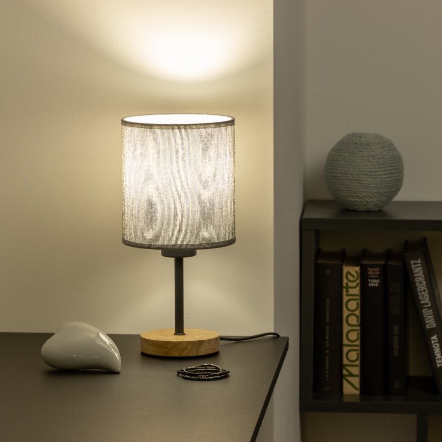Brilagi - Stolna lampa NUBILA WOOD 1xE27/25W/230V hrast/siva