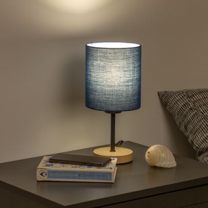 Brilagi - Stolna lampa NUBILA WOOD 1xE27/25W/230V hrast/tamno plava