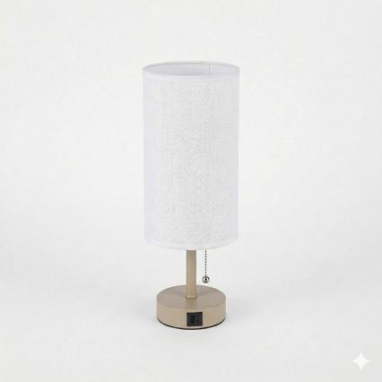 Brilagi - Stolna lampa s USB priključkom TABLON 1xE27/25W/230V bež/bijela