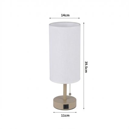 Brilagi - Stolna lampa s USB priključkom TABLON 1xE27/25W/230V bež/bijela