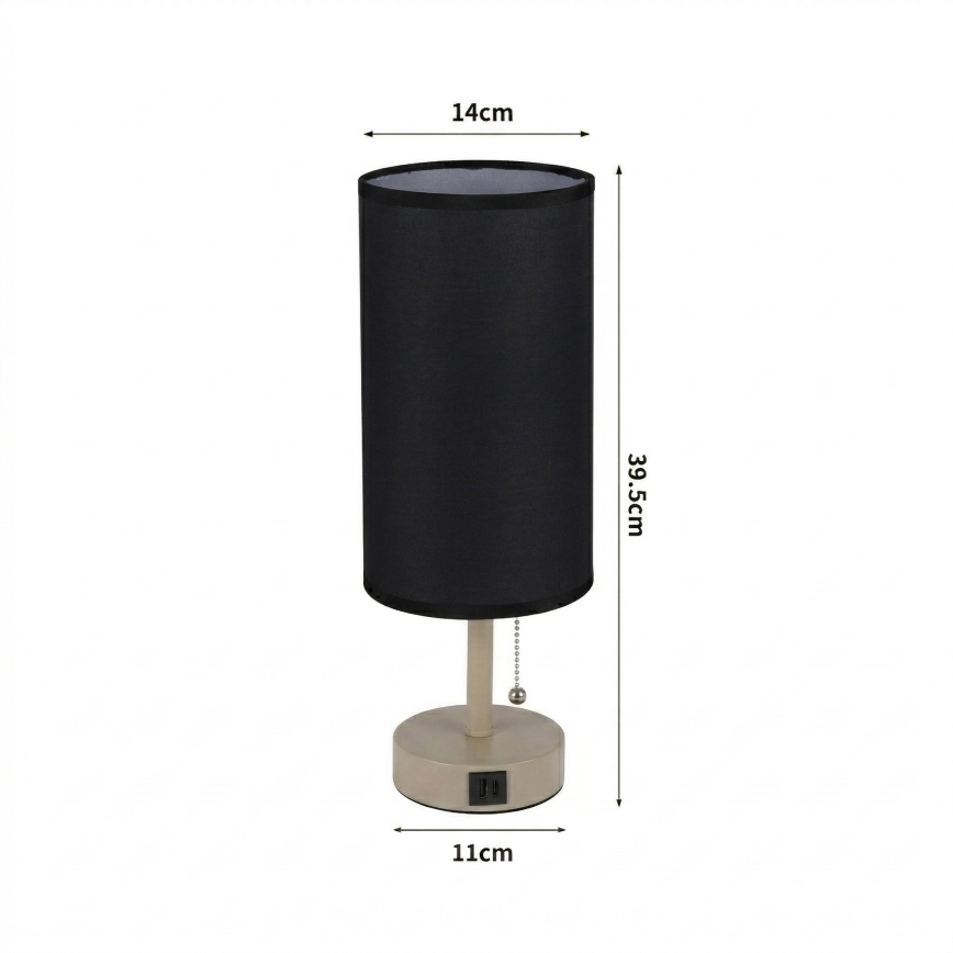 Brilagi - Stolna lampa s USB priključkom TABLON 1xE27/25W/230V bež/crna