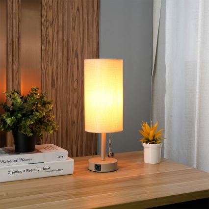 Brilagi - Stolna lampa s USB priključkom TABLON 1xE27/25W/230V bež