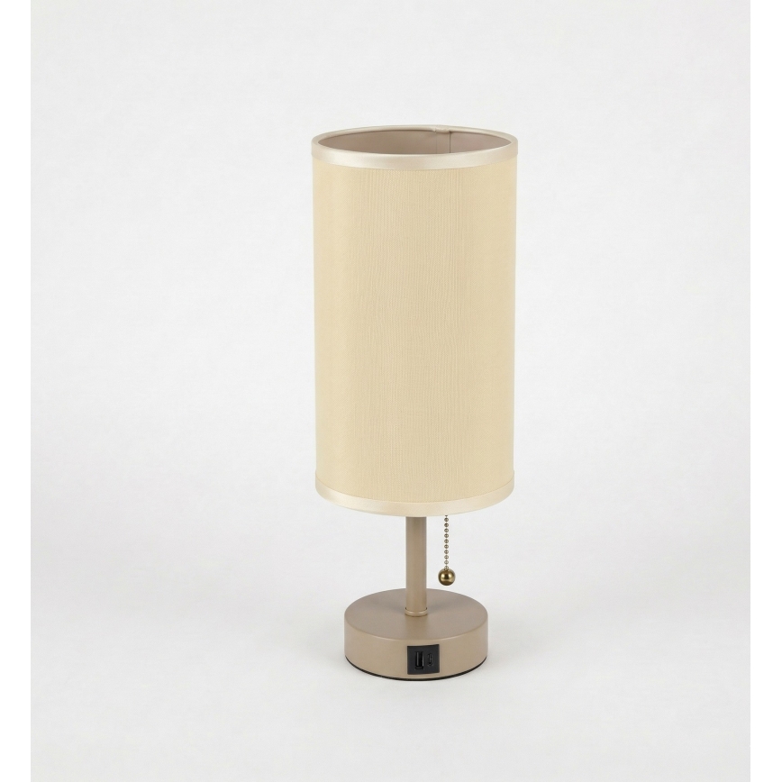 Brilagi - Stolna lampa s USB priključkom TABLON 1xE27/25W/230V bež/krem