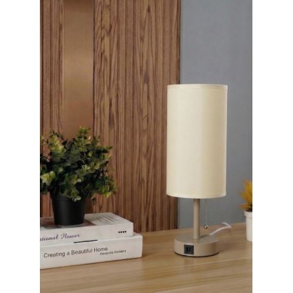 Brilagi - Stolna lampa s USB priključkom TABLON 1xE27/25W/230V bež/krem