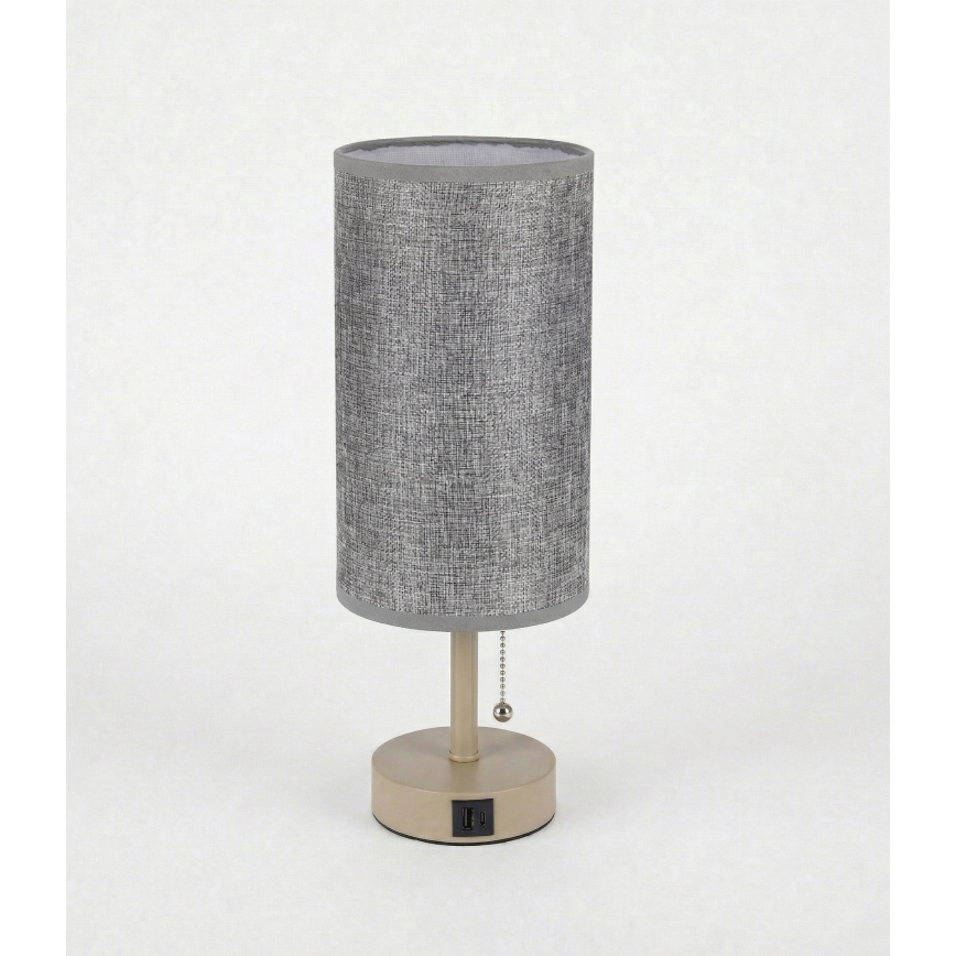 Brilagi - Stolna lampa s USB priključkom TABLON 1xE27/25W/230V bež/siva
