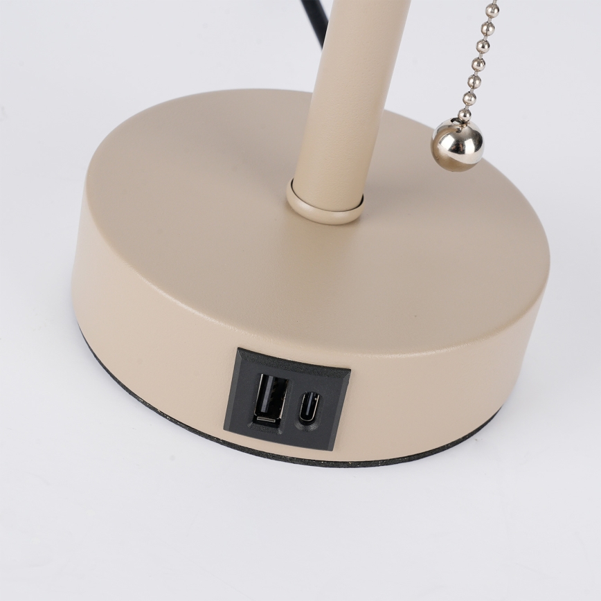 Brilagi - Stolna lampa s USB priključkom TABLON 1xE27/25W/230V bež/siva