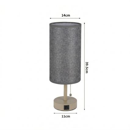 Brilagi - Stolna lampa s USB priključkom TABLON 1xE27/25W/230V bež/siva