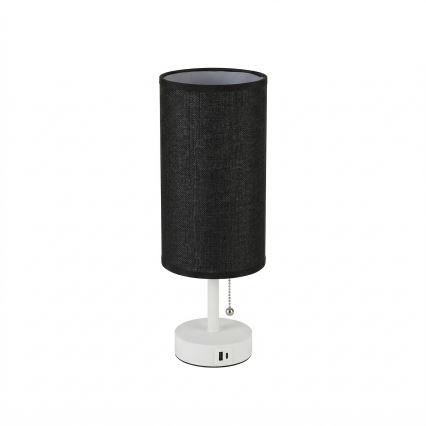 Brilagi - Stolna lampa s USB priključkom TABLON 1xE27/25W/230V bijela/crna