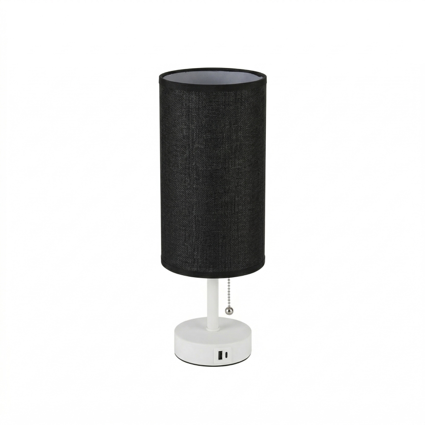 Brilagi - Stolna lampa s USB priključkom TABLON 1xE27/25W/230V bijela/crna