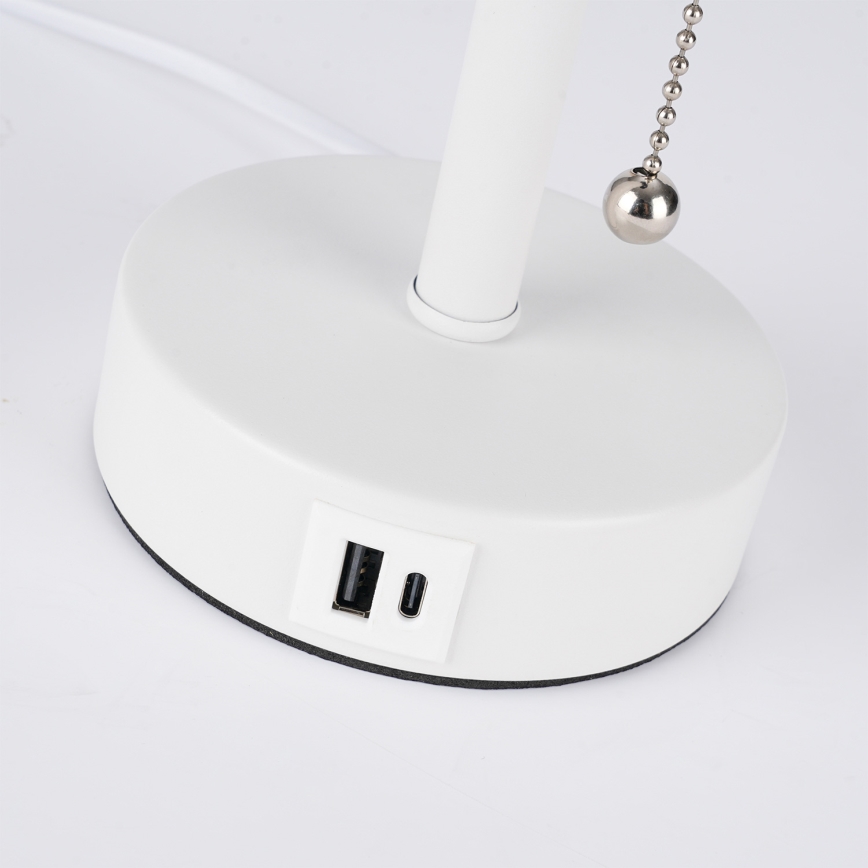 Brilagi - Stolna lampa s USB priključkom TABLON 1xE27/25W/230V bijela/crna