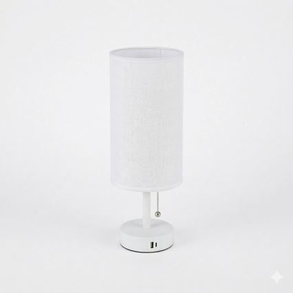 BRILAGI - Stolna lampa s USB priključkom TABLON 1xE27/25W/230V bijela