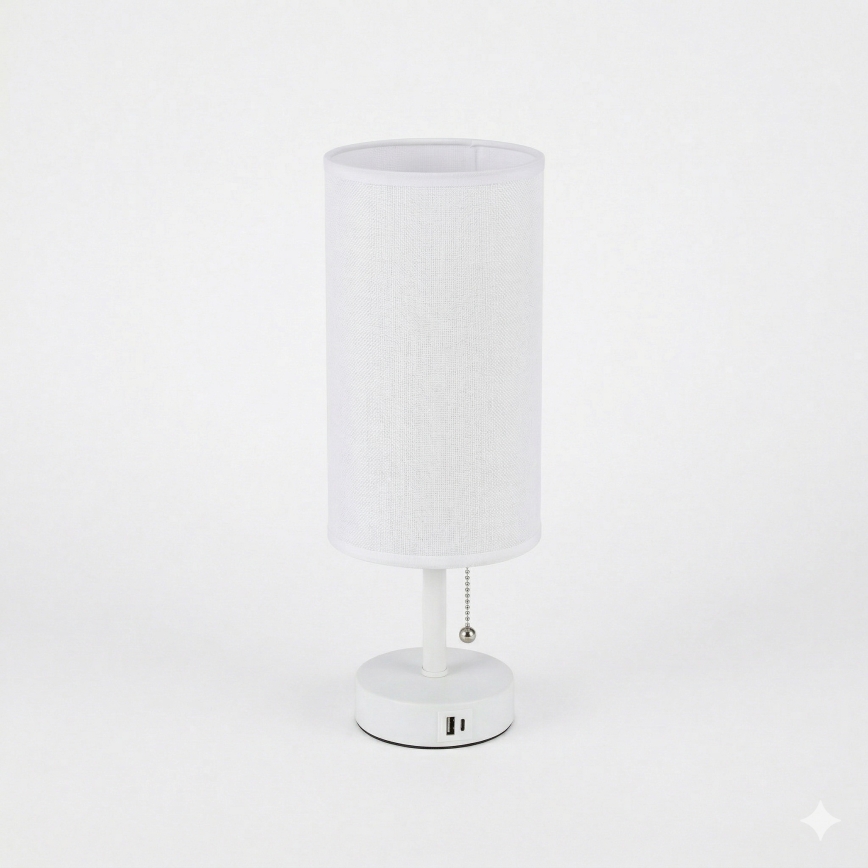 BRILAGI - Stolna lampa s USB priključkom TABLON 1xE27/25W/230V bijela