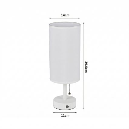 BRILAGI - Stolna lampa s USB priključkom TABLON 1xE27/25W/230V bijela