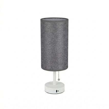 Brilagi - Stolna lampa s USB priključkom TABLON 1xE27/25W/230V bijela/siva