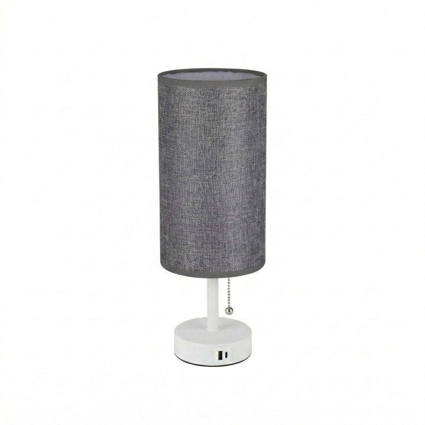 Brilagi - Stolna lampa s USB priključkom TABLON 1xE27/25W/230V bijela/siva