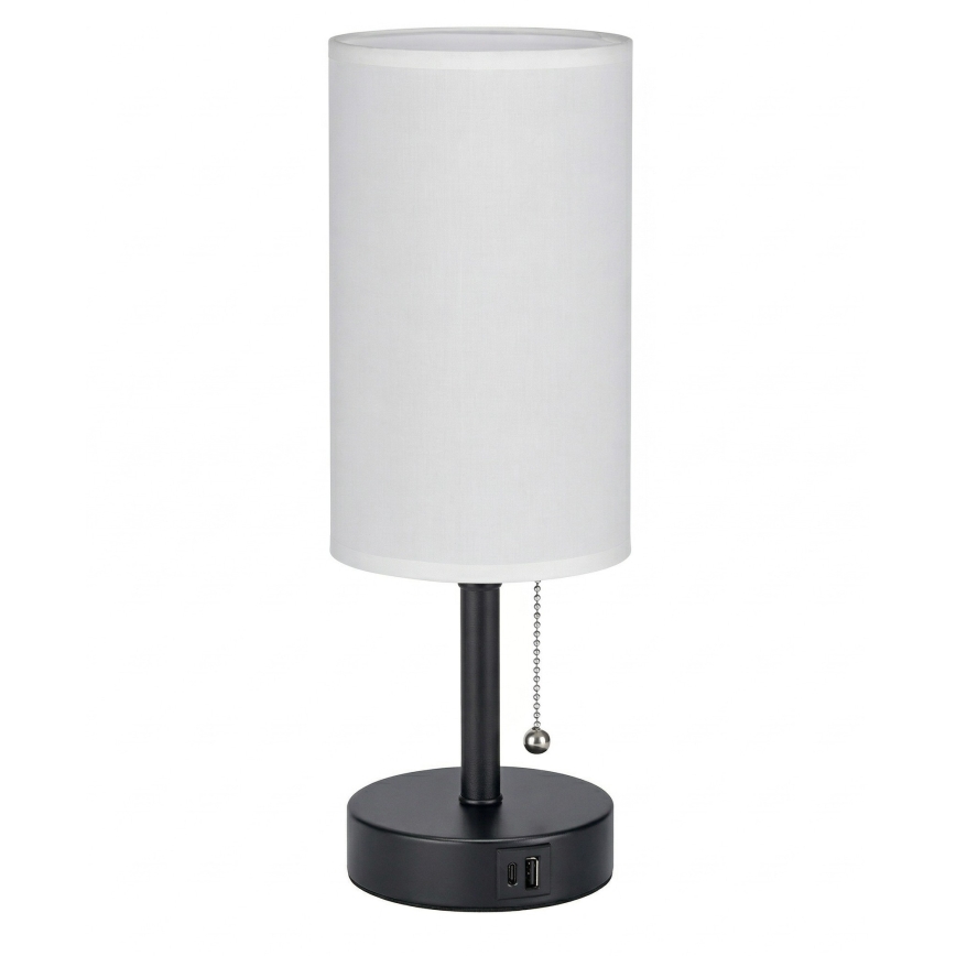Brilagi - Stolna lampa s USB priključkom TABLON 1xE27/25W/230V crna/bijela
