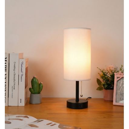Brilagi - Stolna lampa s USB priključkom TABLON 1xE27/25W/230V crna/bijela