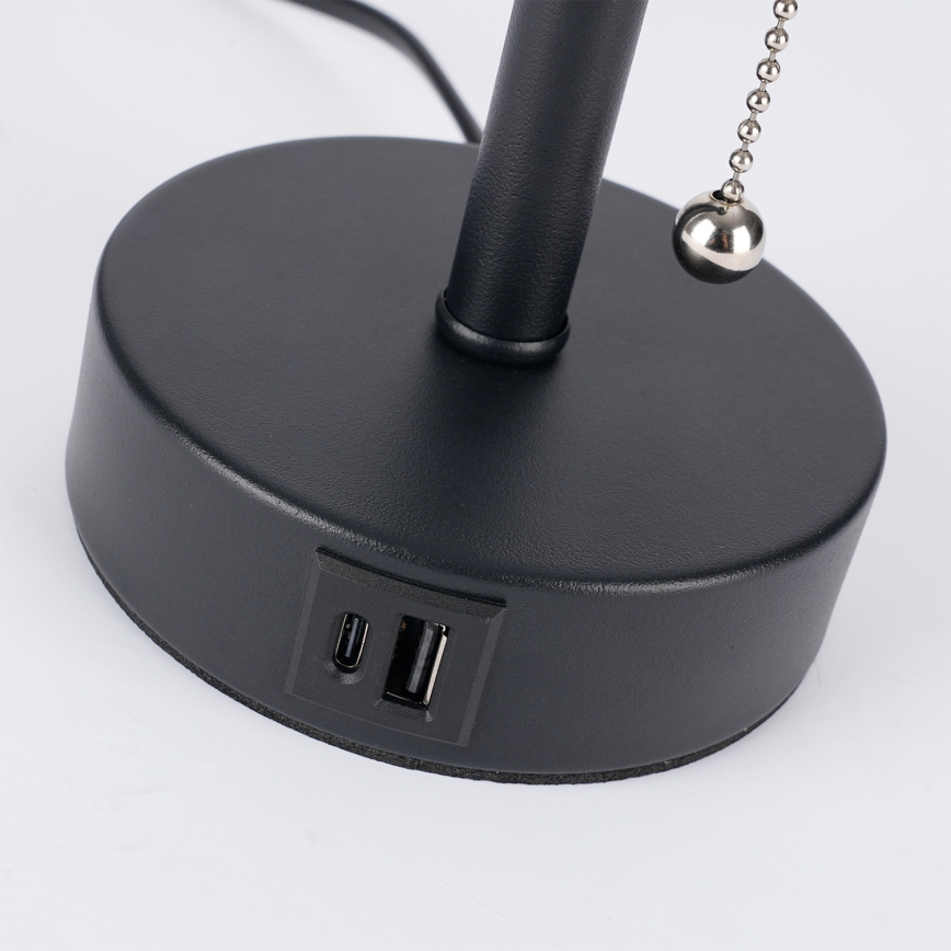 Brilagi - Stolna lampa s USB priključkom TABLON 1xE27/25W/230V crna/bijela