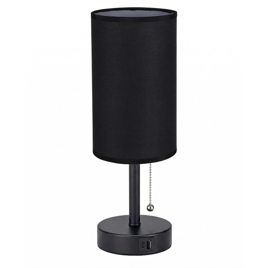 Brilagi - Stolna lampa s USB priključkom TABLON 1xE27/25W/230V crna