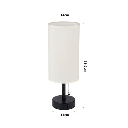 Brilagi - Stolna lampa s USB priključkom TABLON 1xE27/25W/230V crna/krem