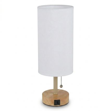 Brilagi - Stolna lampa s USB priključkom TABLON 1xE27/25W/230V hrast/bež/bijela
