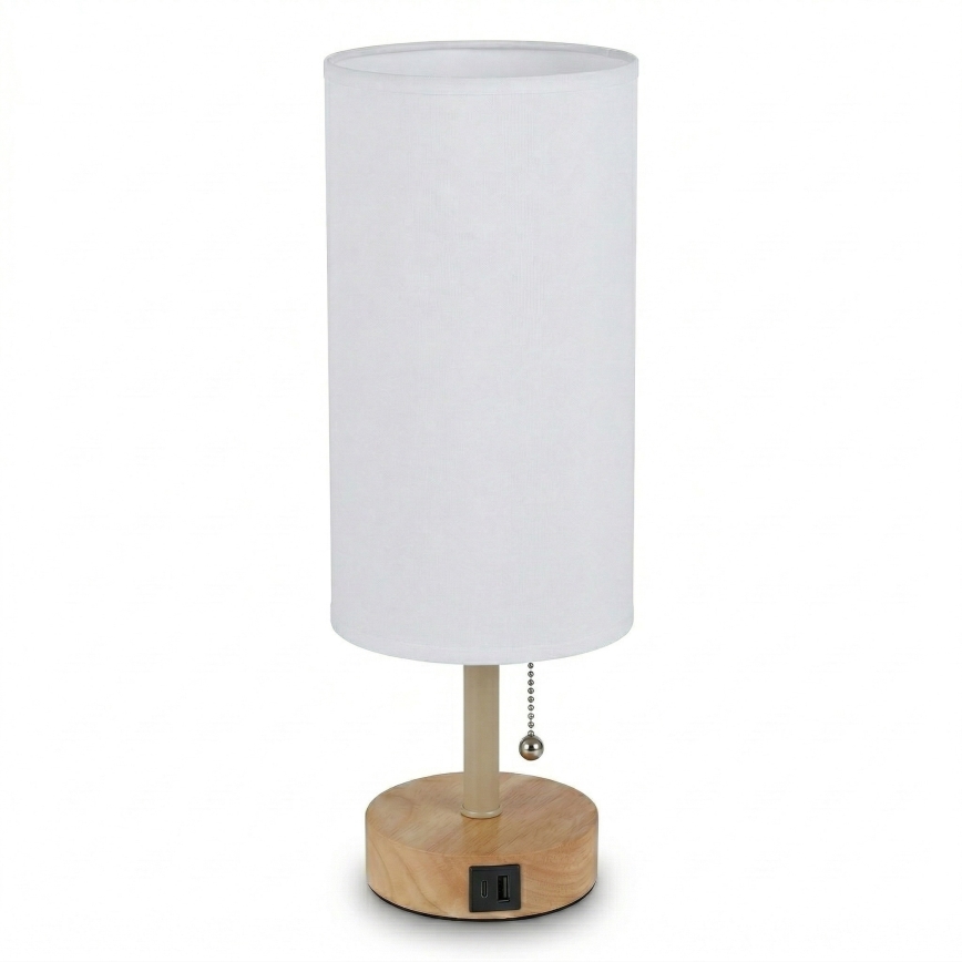 Brilagi - Stolna lampa s USB priključkom TABLON 1xE27/25W/230V hrast/bež/bijela