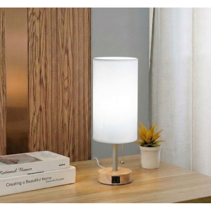 Brilagi - Stolna lampa s USB priključkom TABLON 1xE27/25W/230V hrast/bež/bijela