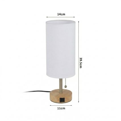 Brilagi - Stolna lampa s USB priključkom TABLON 1xE27/25W/230V hrast/bež/bijela