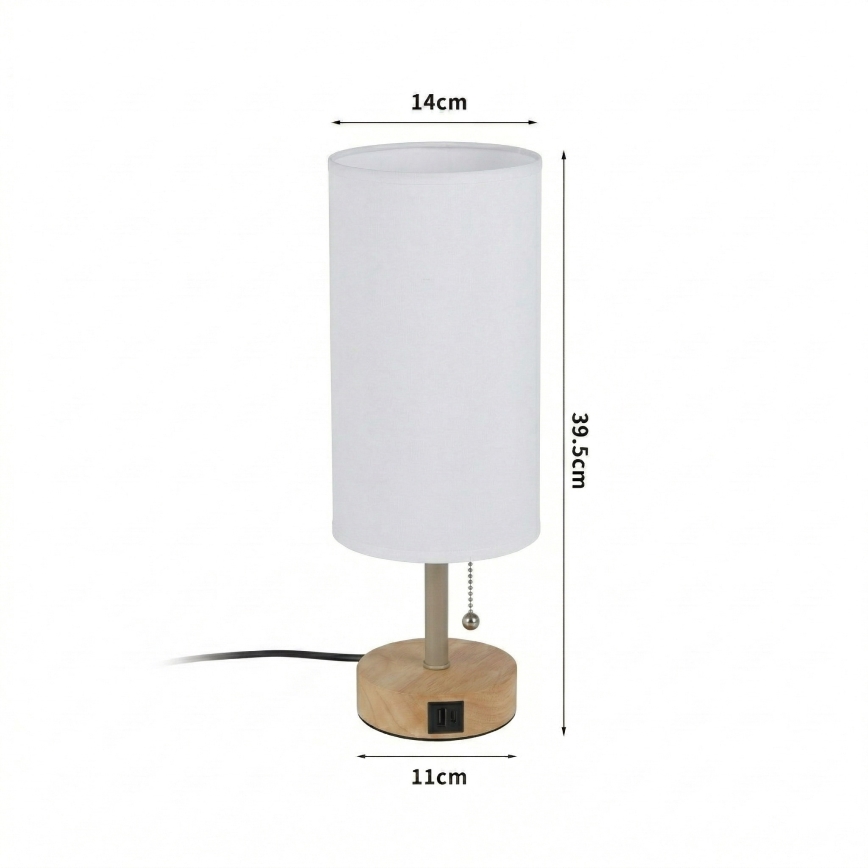 Brilagi - Stolna lampa s USB priključkom TABLON 1xE27/25W/230V hrast/bež/bijela