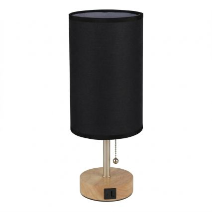 Brilagi - Stolna lampa s USB priključkom TABLON 1xE27/25W/230V hrast/bež/crna