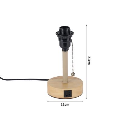 Brilagi - Stolna lampa s USB priključkom TABLON 1xE27/25W/230V hrast/bež