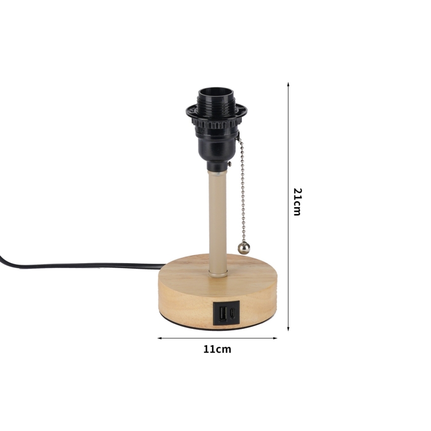 Brilagi - Stolna lampa s USB priključkom TABLON 1xE27/25W/230V hrast/bež