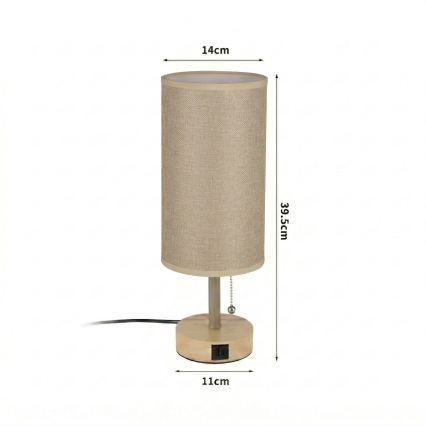 Brilagi - Stolna lampa s USB priključkom TABLON 1xE27/25W/230V hrast/bež
