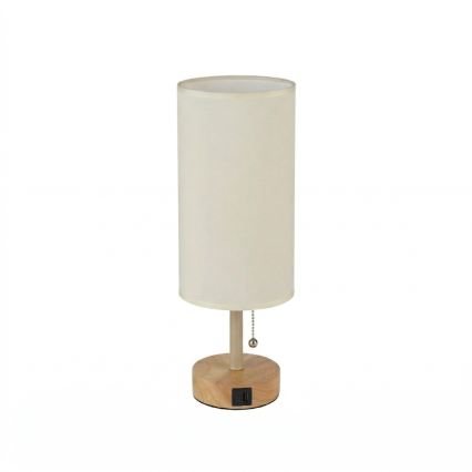 Brilagi - Stolna lampa s USB priključkom TABLON 1xE27/25W/230V hrast/bež/krem