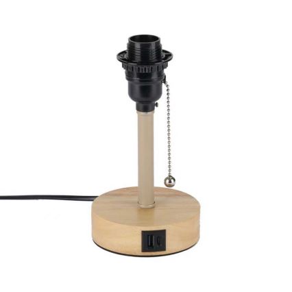 Brilagi - Stolna lampa s USB priključkom TABLON 1xE27/25W/230V hrast/bež/krem