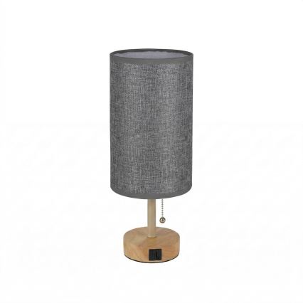 Brilagi - Stolna lampa s USB priključkom TABLON 1xE27/25W/230V hrast/bež/siva