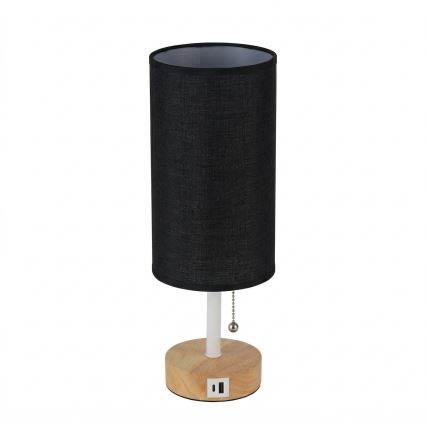 Brilagi - Stolna lampa s USB priključkom TABLON 1xE27/25W/230V hrast/bijela/crna