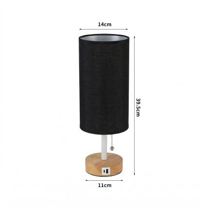 Brilagi - Stolna lampa s USB priključkom TABLON 1xE27/25W/230V hrast/bijela/crna